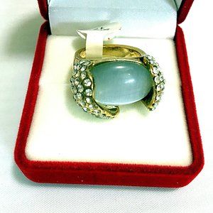 8K Gold Plated Cocktail Ring Frosted Glass Agate Crystals